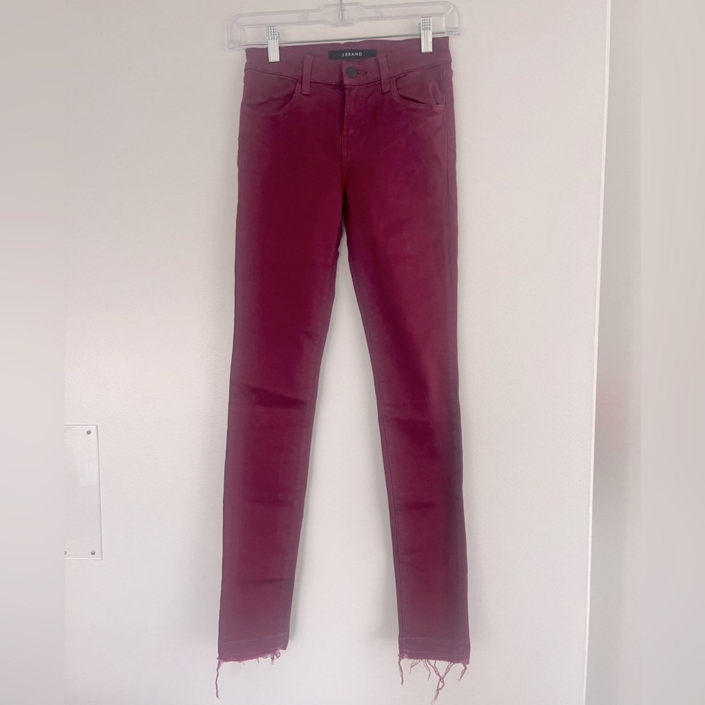 J Brand Women's Size 24 Skinny Jeans in Deep Plum Color, Like New Condition.